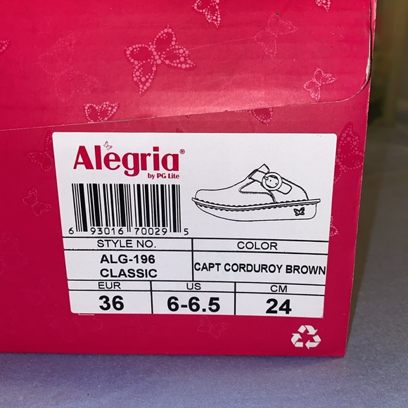 ALEGRIA Faux Shearling Lined Classic Clog in Captain Corduroy Brown sz 36 - Picture 2 of 8